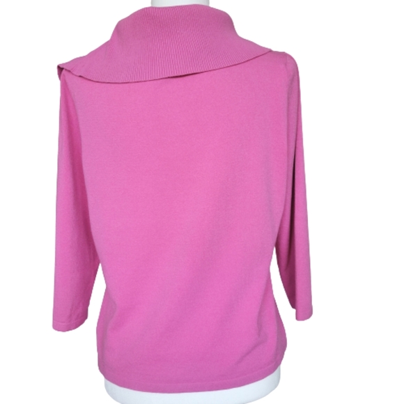 Pink Poodle Vintage Pink Knit Sweater Top Split Cowl Neckline 3/4 Sleeve Sz. L/M - Picture 4 of 13